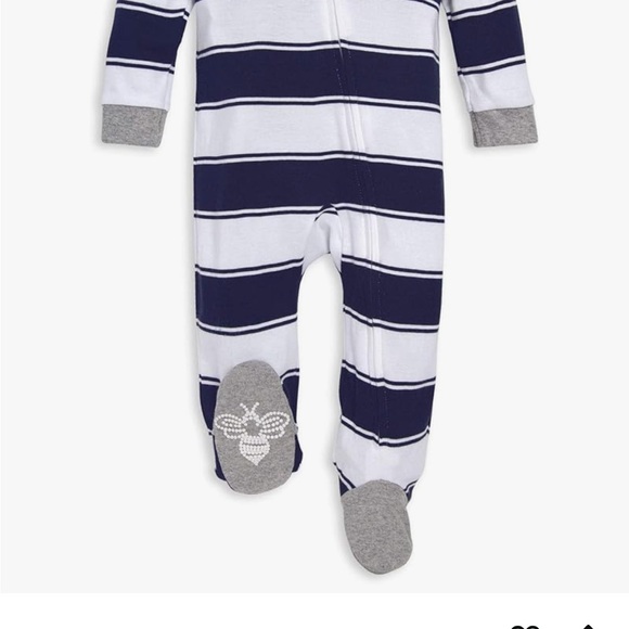 Burt's Bees Navy and White Striped Footies - Picture 4 of 5